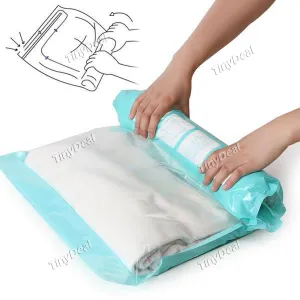 2pcs Roll up Compression Vacuum Saving Storage Bags Seal Compressed Organizer Camping Travel Luggage Pack