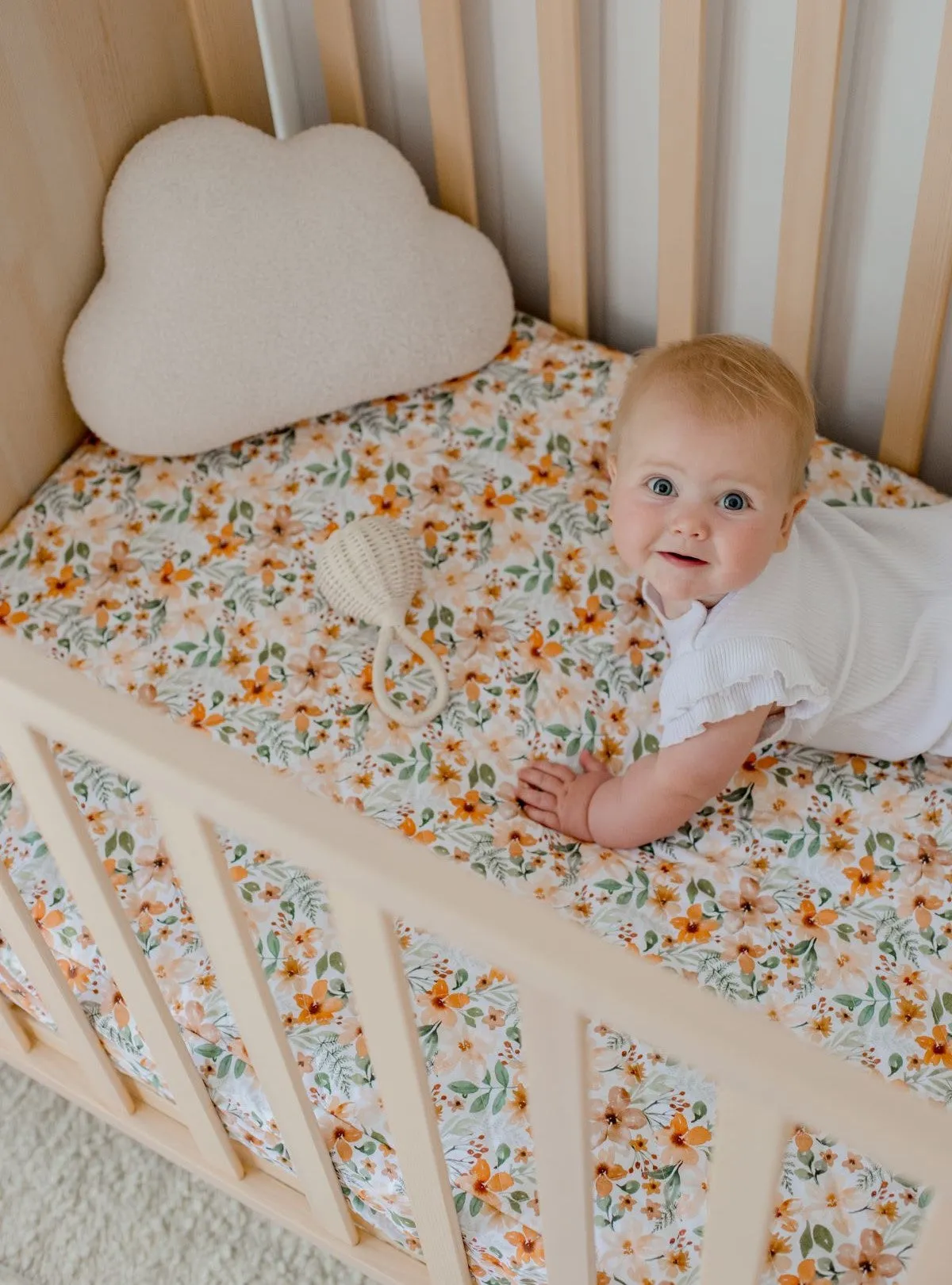 Bambella Designs 2-in-1 Waterproof Cot Sheet & Mattress Protector | Bloom