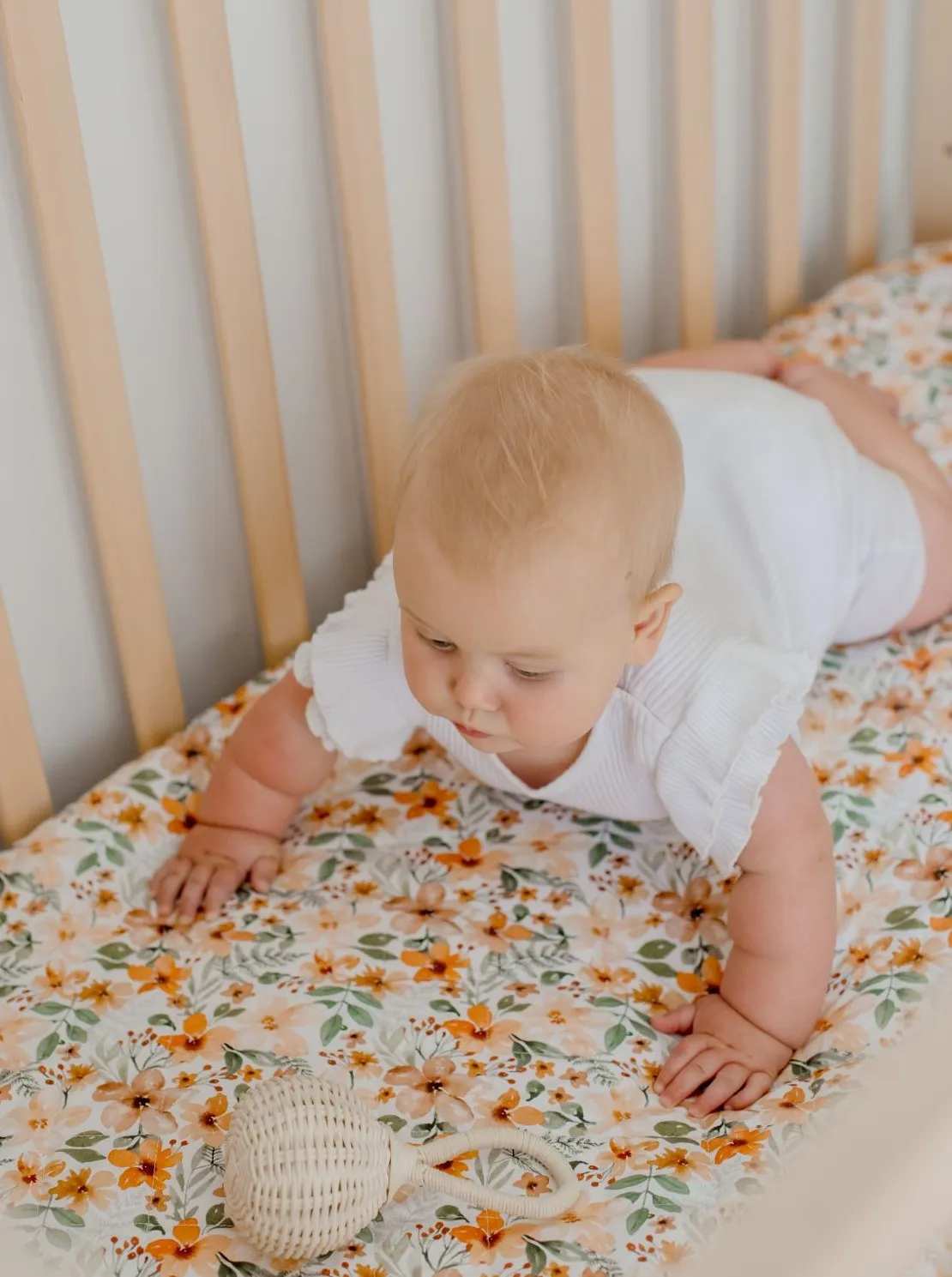 Bambella Designs 2-in-1 Waterproof Cot Sheet & Mattress Protector | Bloom