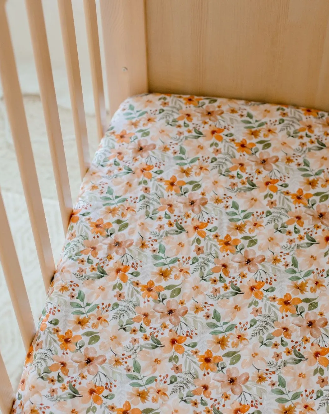 Bambella Designs 2-in-1 Waterproof Cot Sheet & Mattress Protector | Bloom