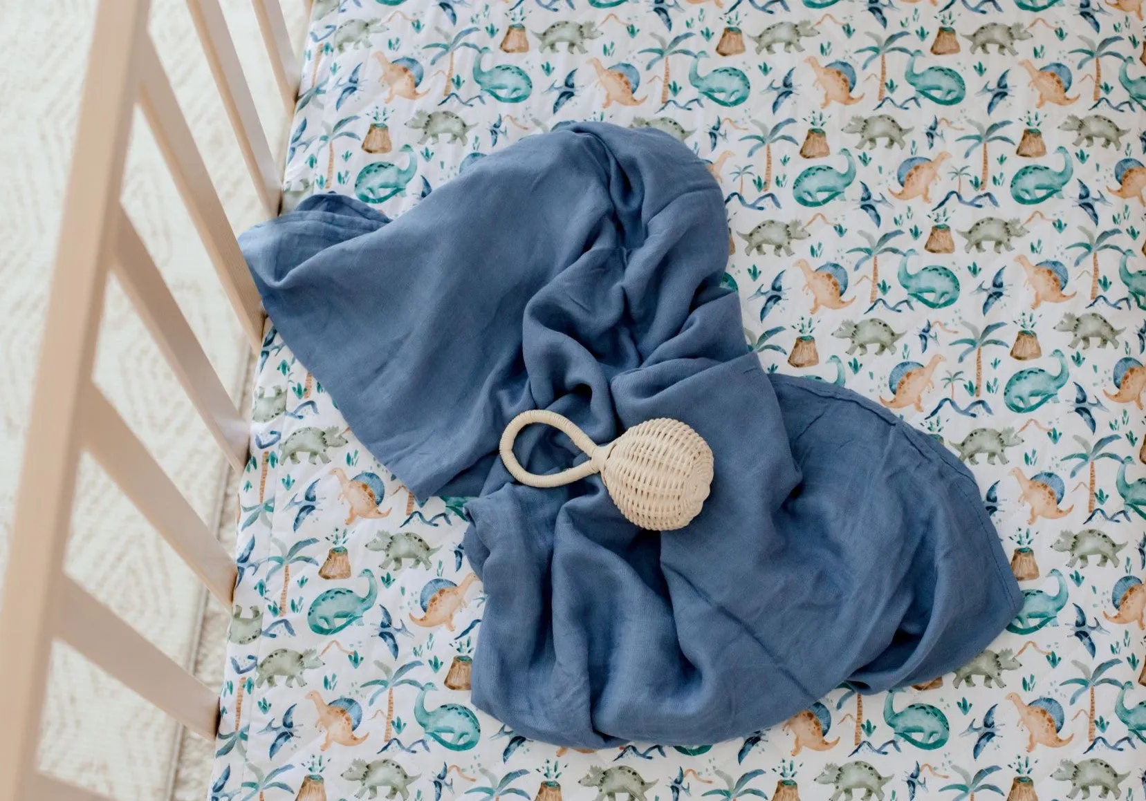 Bambella Designs 2-in-1 Waterproof Cot Sheet & Mattress Protector | Wild Dinos