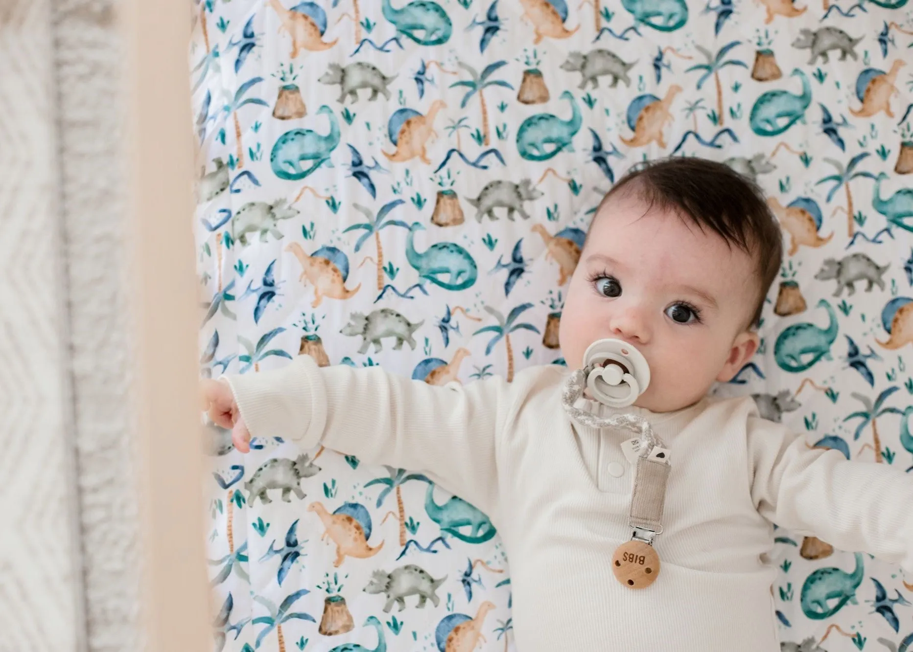 Bambella Designs 2-in-1 Waterproof Cot Sheet & Mattress Protector | Wild Dinos