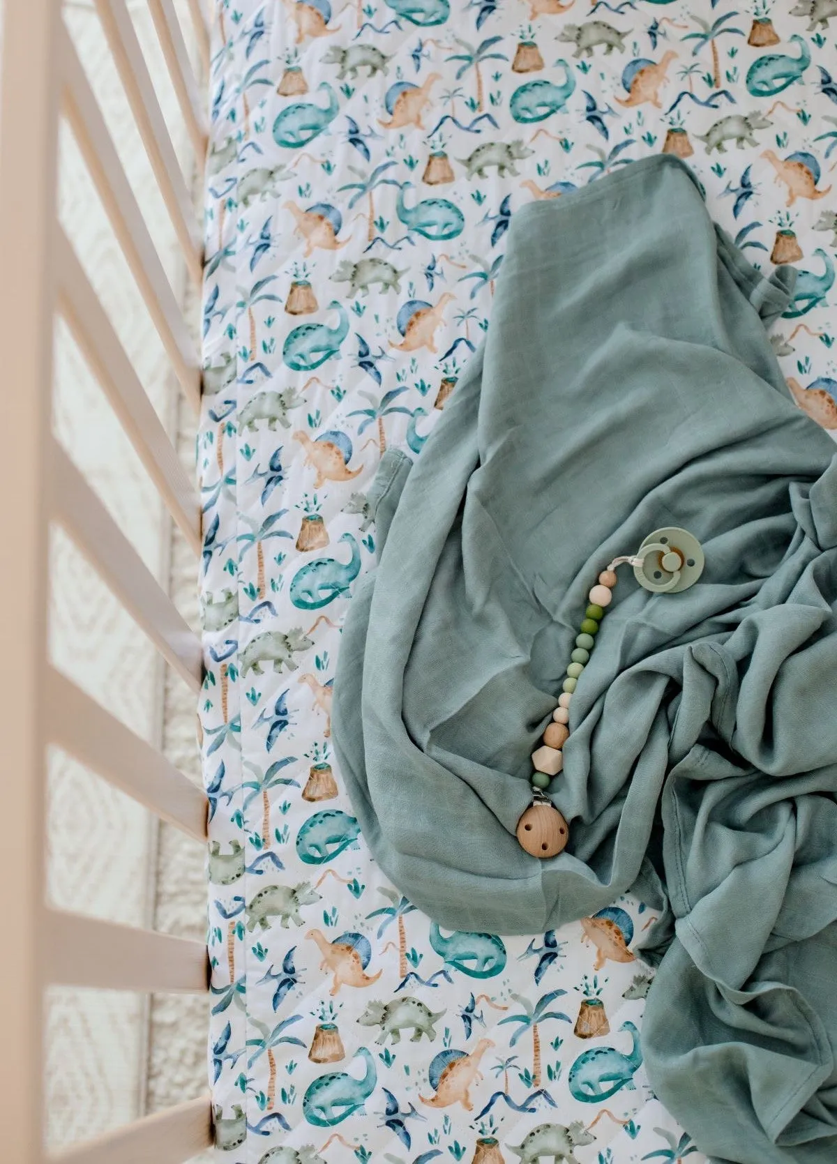 Bambella Designs 2-in-1 Waterproof Cot Sheet & Mattress Protector | Wild Dinos