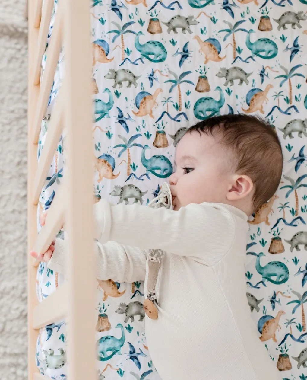 Bambella Designs 2-in-1 Waterproof Cot Sheet & Mattress Protector | Wild Dinos