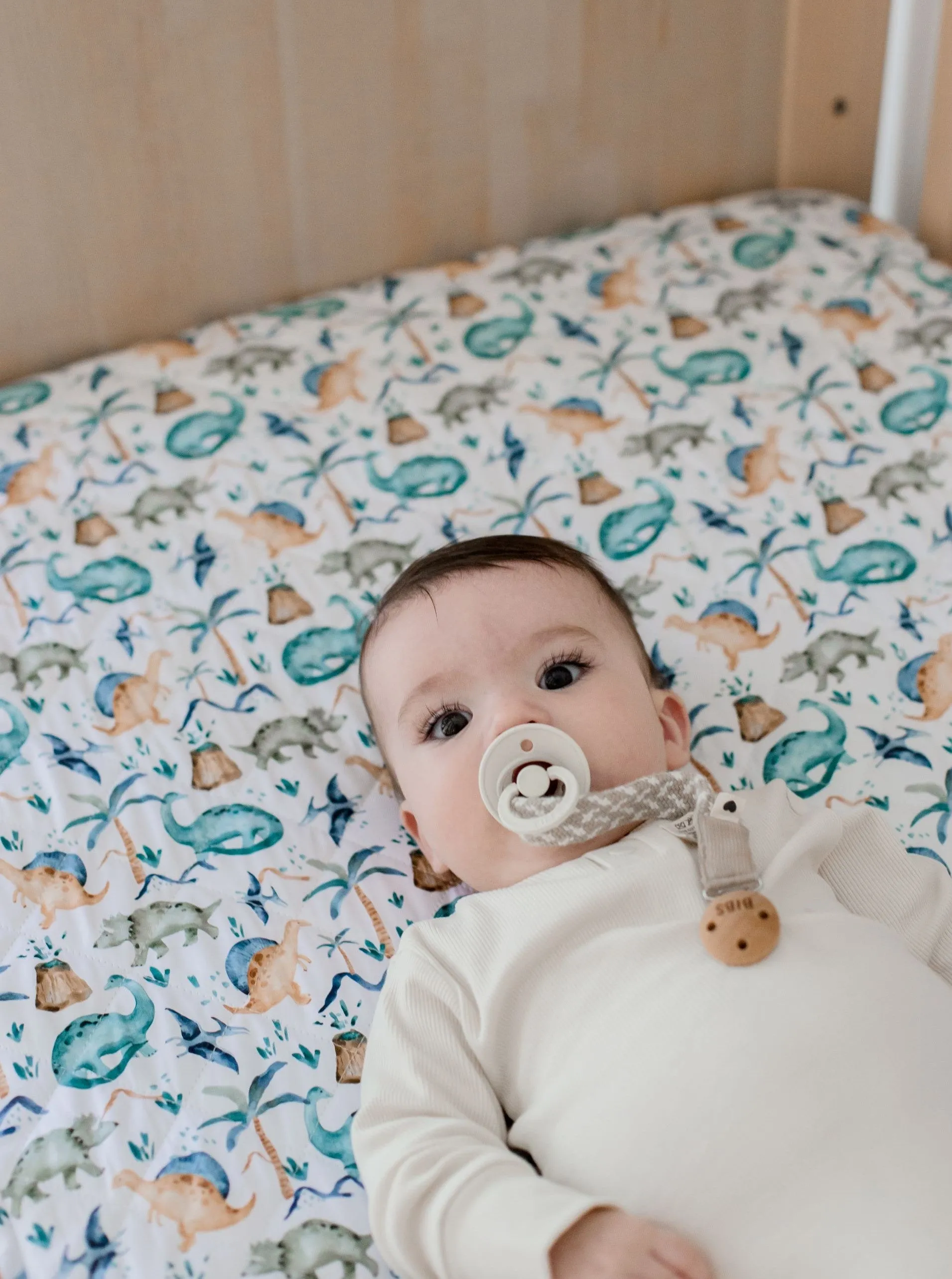 Bambella Designs 2-in-1 Waterproof Cot Sheet & Mattress Protector | Wild Dinos