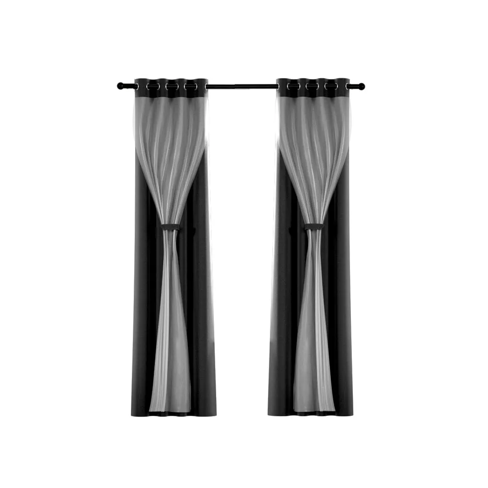 Black Double-Layer Noise-Reducing Blockout Curtains-Artiss