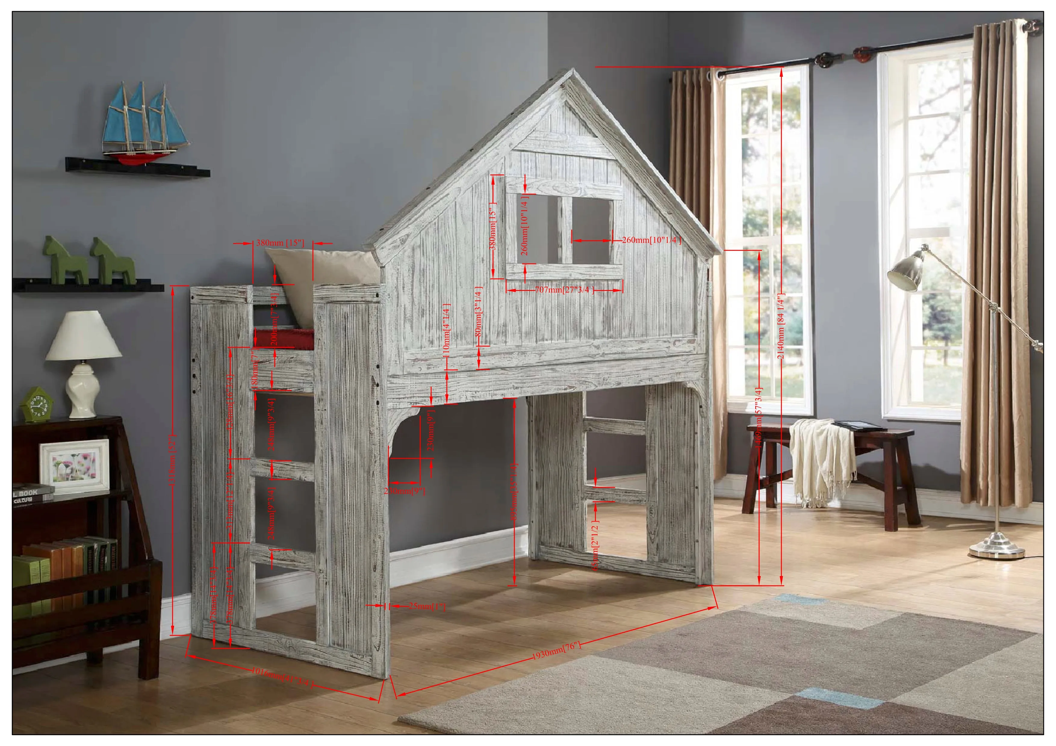 Clubhouse Driftwood Loft Bed