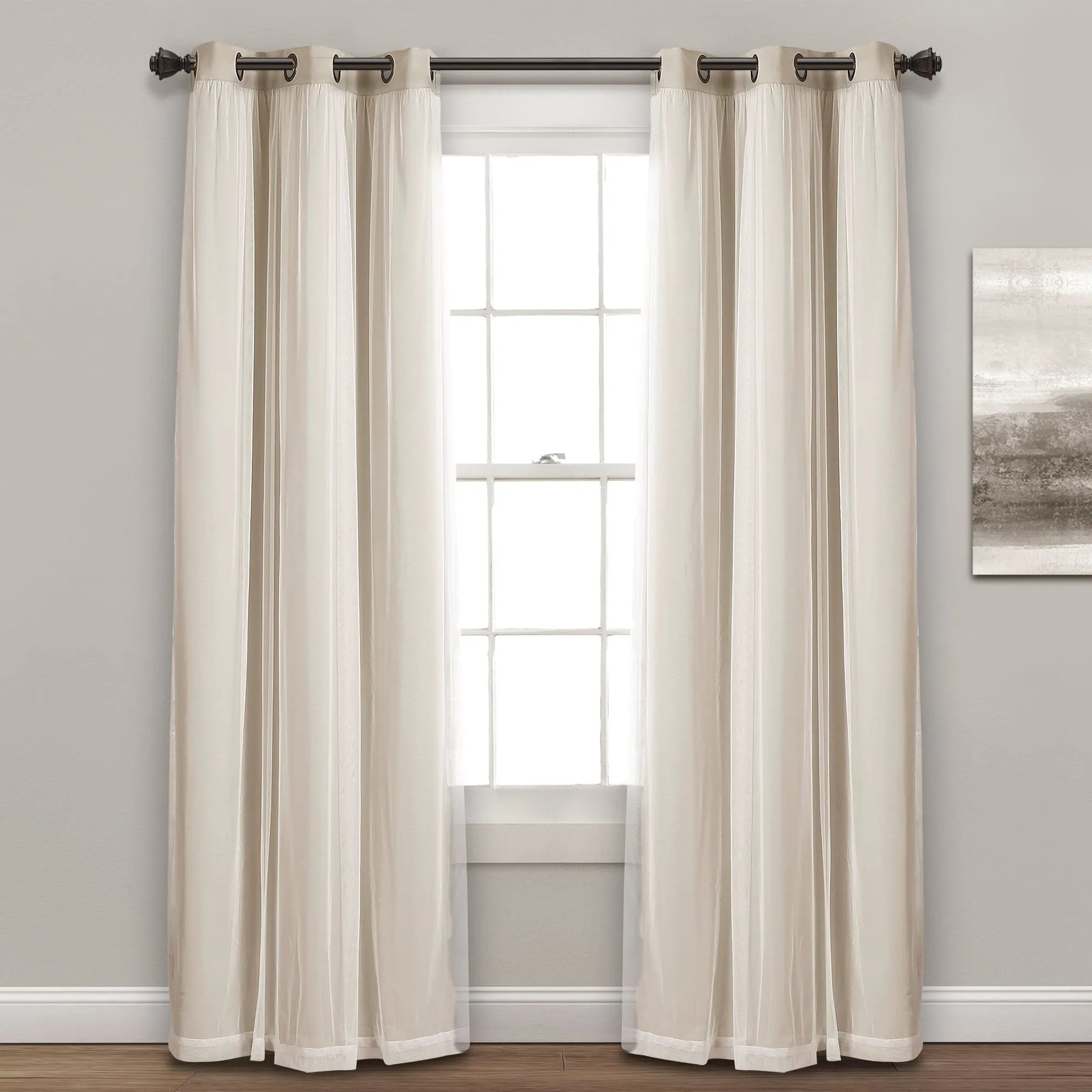 Grommet Sheer With Insulated Blackout Lining Curtain Panel Set