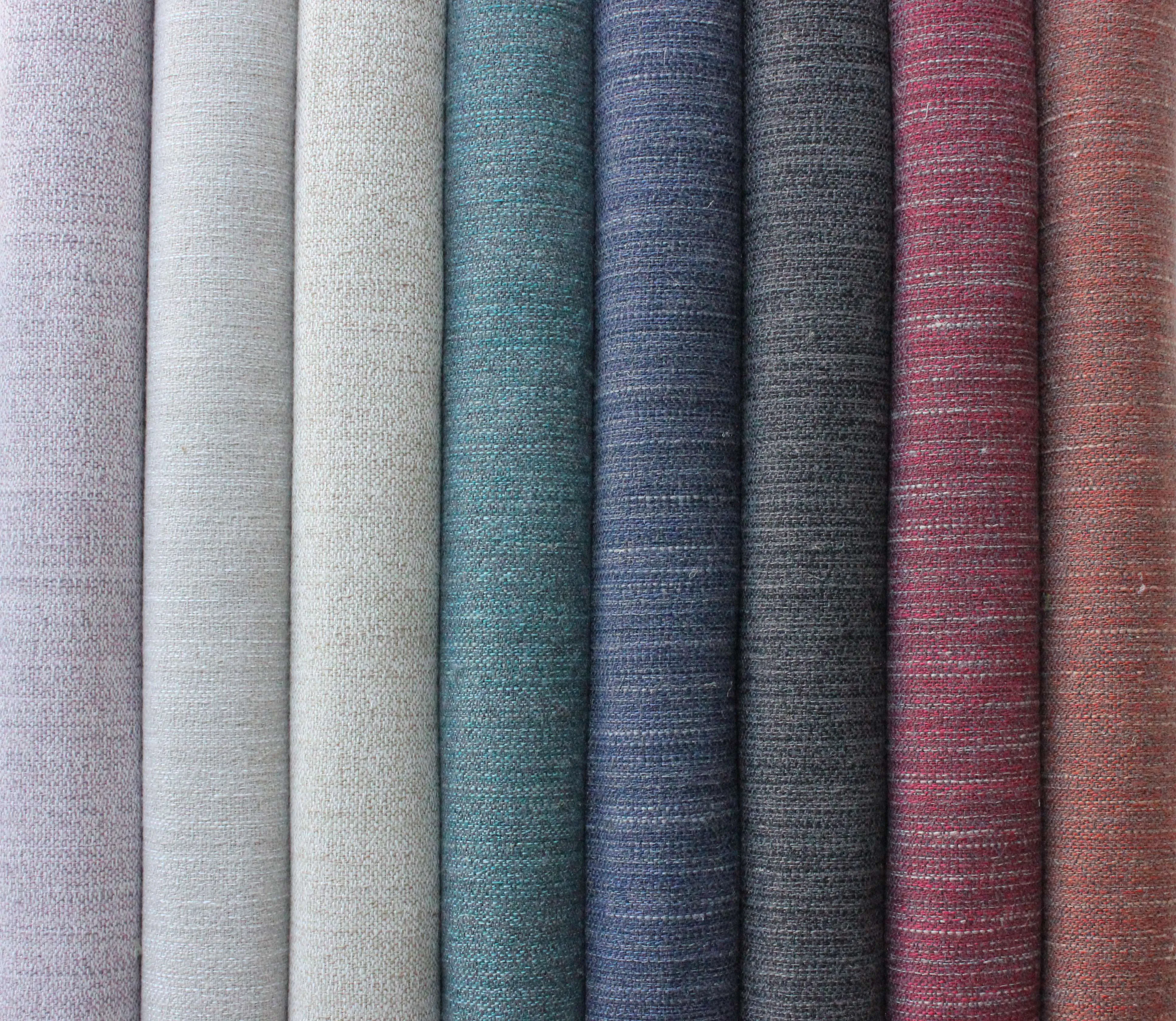 Hamleton Rustic Linen Blend Red Plain Fabric