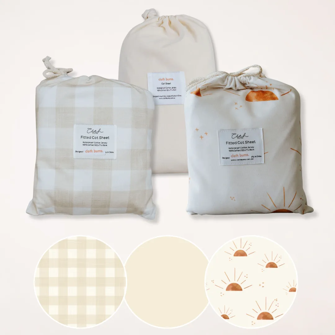 *PRE-ORDER* Waterproof Cot Sheet Bundle Pack - 3 Pack
