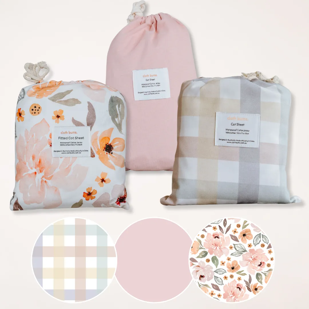 *PRE-ORDER* Waterproof Cot Sheet Bundle Pack - 3 Pack