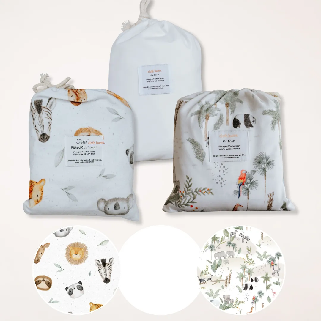 *PRE-ORDER* Waterproof Cot Sheet Bundle Pack - 3 Pack