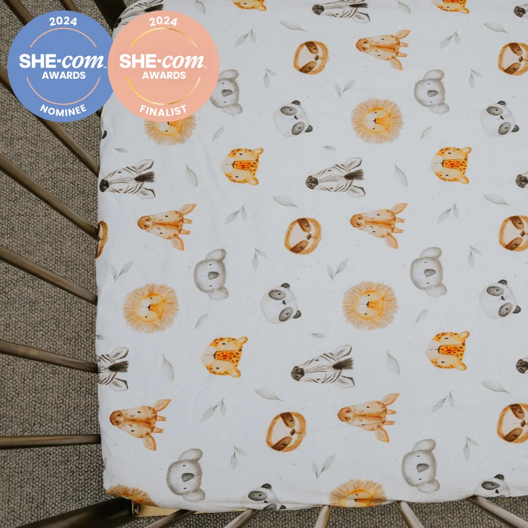 *PRE-ORDER* Waterproof Cot Sheet - Peek A Zoo