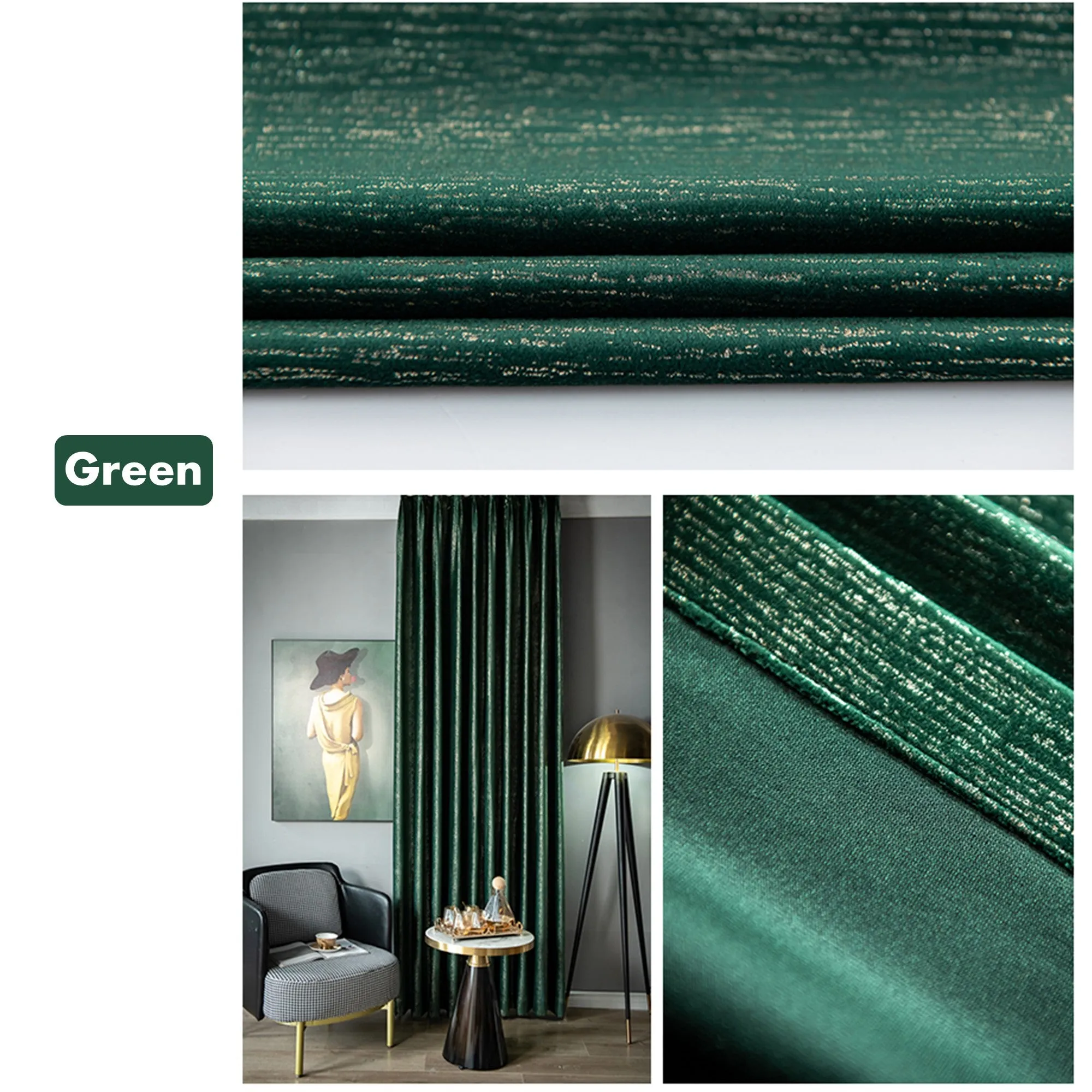Royal Velvet with Gold Accents Window Curtains Drapery